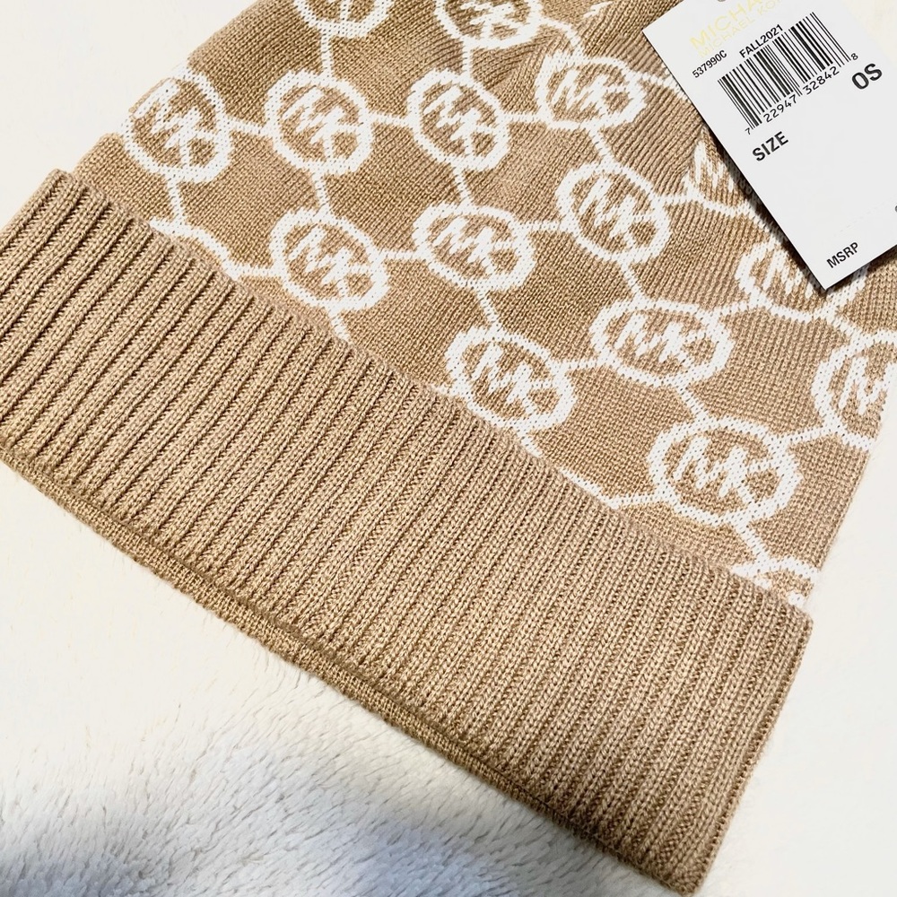 NWT MICHAEL KORS MK Logo Beanie Hat & Scarf Set - Picture 5 of 9